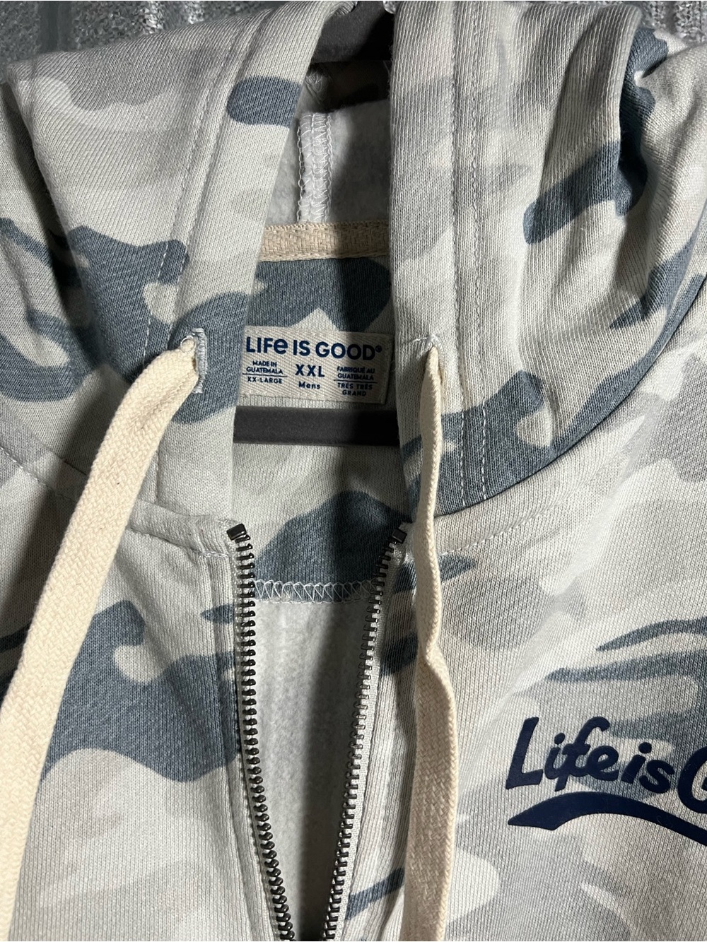 Life Is Good Camo Zip Hoodie - Gray & Blue Camo Ballyard Logo 2X NWT - Picture 2 of 5